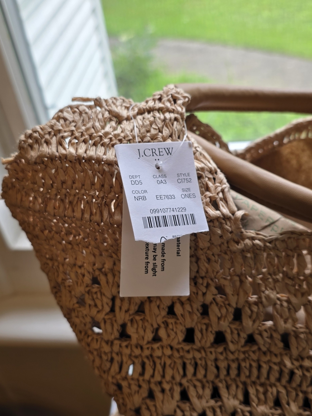 NWT J Crew Woven Raffia Tote Bag in Natural Tan - Picture 2 of 7